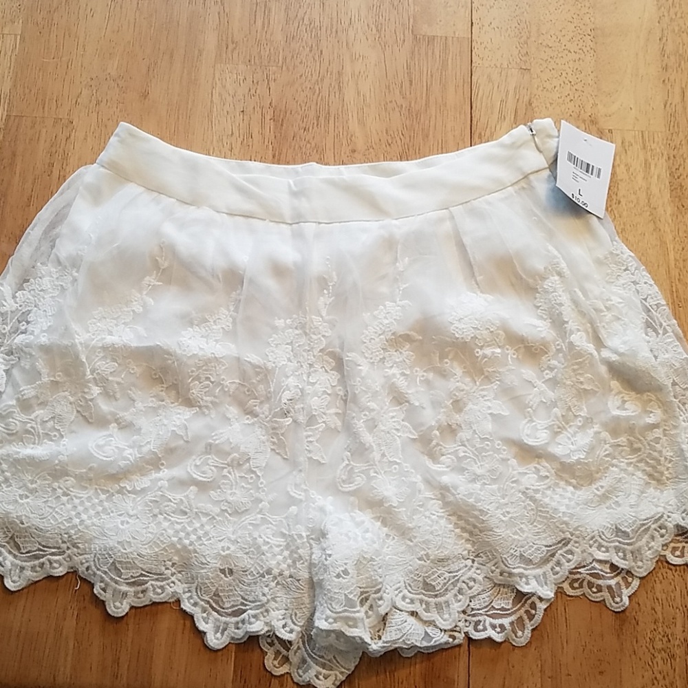 Ivory woven shorts